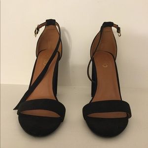Ollio Faux Suede Ankle Strap Chunky High Heel